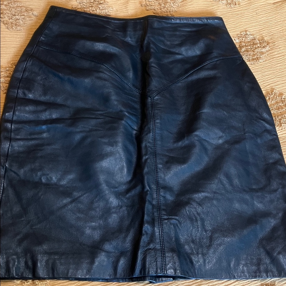 TANNERY WEST BLACK LEATHER SKIRT SIZE 12